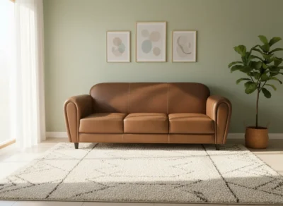 Best Leatherette 3 Seater Sofa in Rich Spiced Brown Color