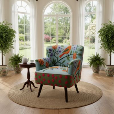 Embroidery Bird Accent Chair