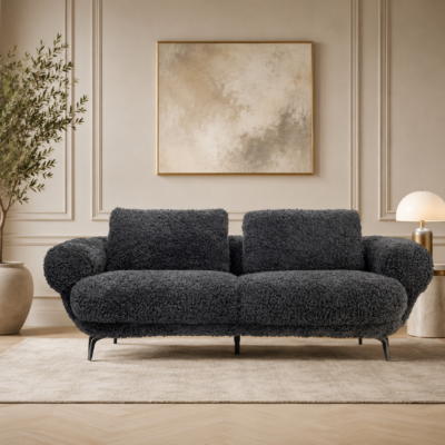 Squabble Fur Fabric Sofa - Dark gray