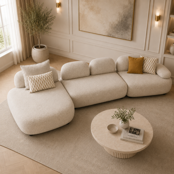 Laughy Boucle 5-seater sofa