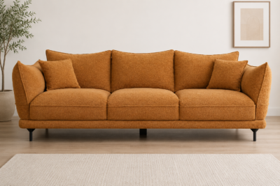 Mustard Petal-Back Sofa