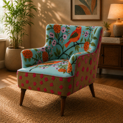 Bird & Floral Embroidered