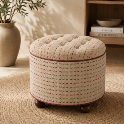 Cotton Jute Stripe Ottoman