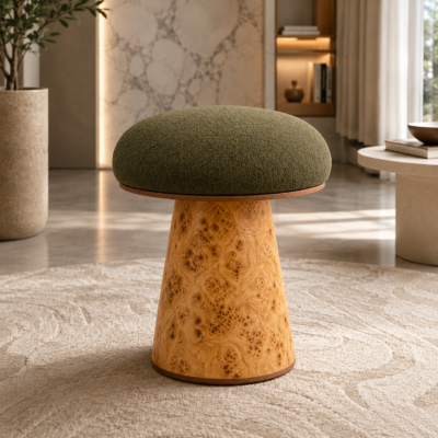 Mushroom Burl veneer Ottoman