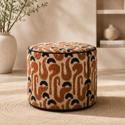 Round Printed Ottoman