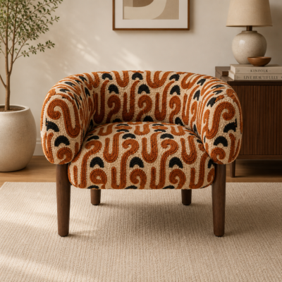Tufted Printed Arm Chair