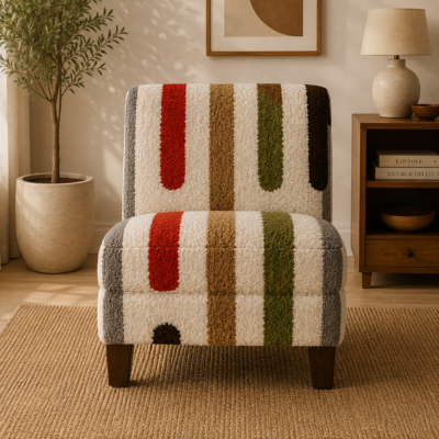 Multicolor Striped Slipper Chair