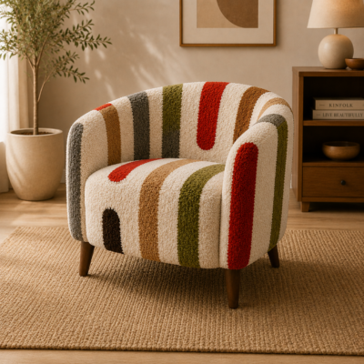 Multicolor Striped Accent Chair