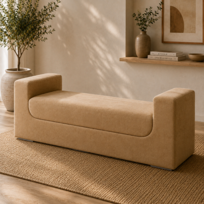 Tan Leather Bench