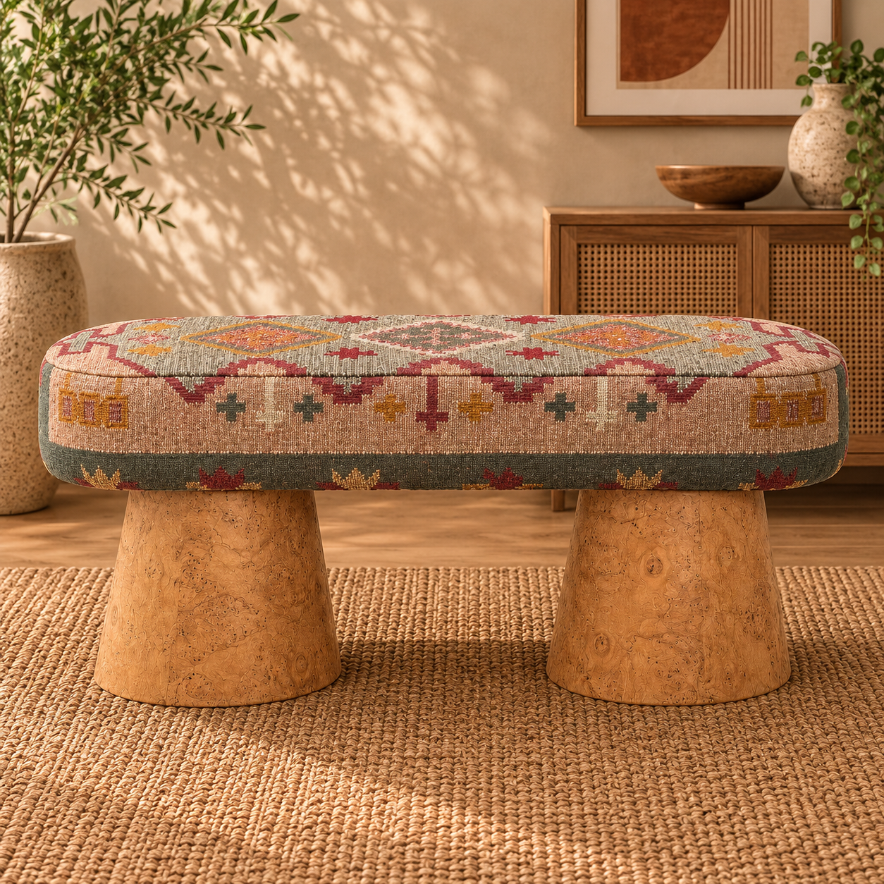 Tribal Print Pedestal Bench