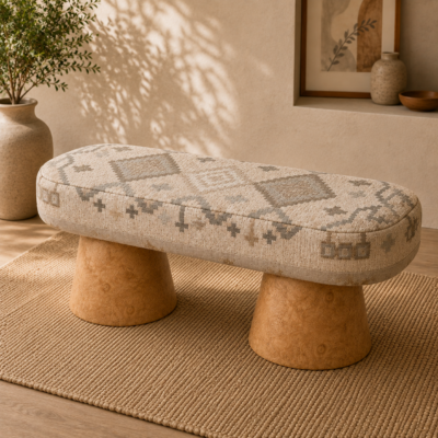 Kilim Print Pedestal Bench