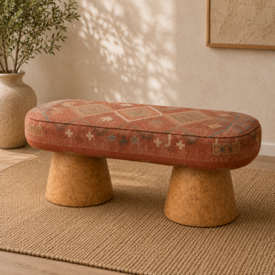 Rust Kilim Print Bench